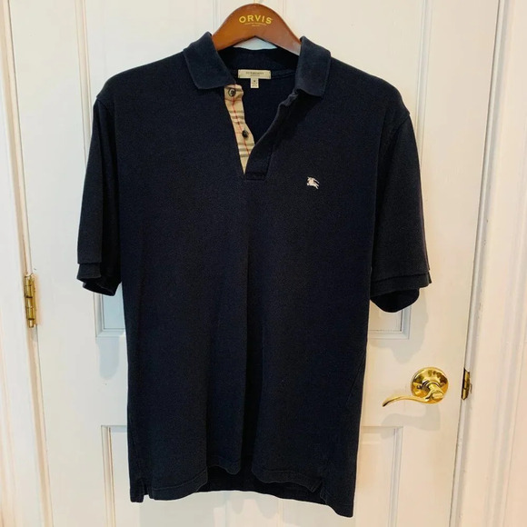 SPRING/SUMMER Burberry Men's Navy Blue Cotton Polo Shirt Size Medium $495